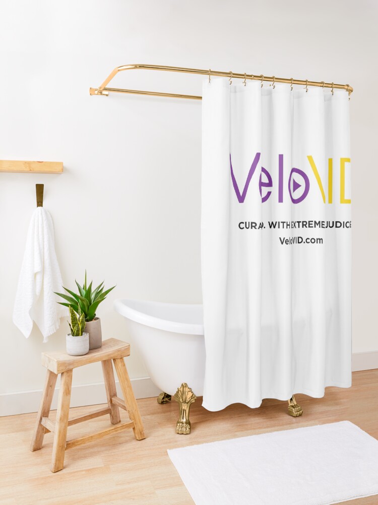 Thumbnail 3 of 5, Shower Curtain, VeloVID. Curated. With extreme prejudice. designed and sold by HalfSerious.