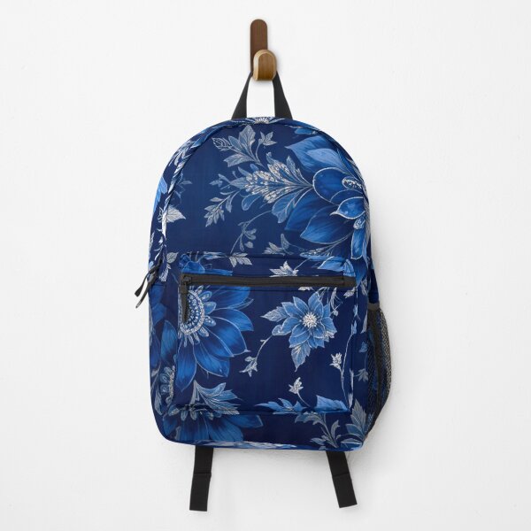 Item preview, Sapphire Bloom Luxe: Elegant Deep Blue Floral Metallic Silver Accents designed and sold by semenol.