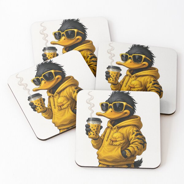 Item preview, Cool Yellow Duck Drinking Bubble Tea - Urban Streetwear Art designed and sold by WasemPrint.
