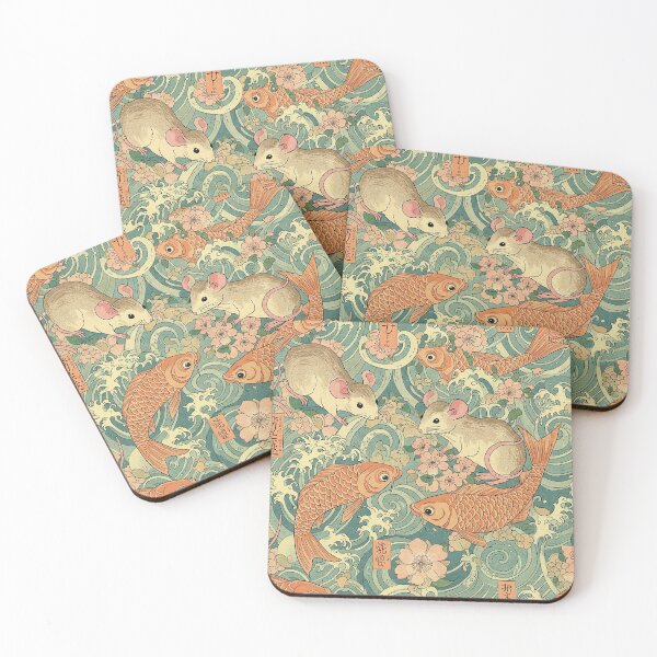 Item preview, Ukiyo-e Fish and Mice designed and sold by StitchNRebl.
