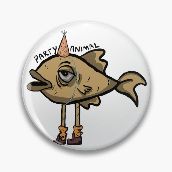 Item preview, party animal fish designed and sold by OddStickerHub.