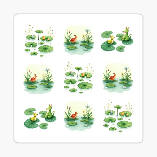 Cute Lillypad pond pattern animal gift Sticker