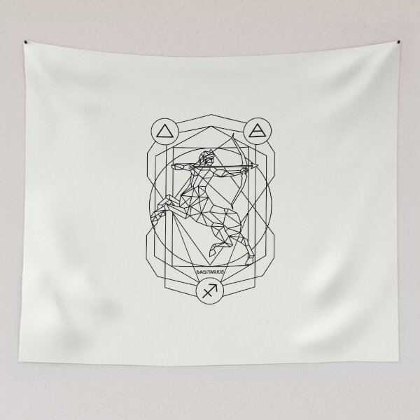 Item preview, Vintage geomatric line zodiac sagitarius black white designed and sold by Atherisink.