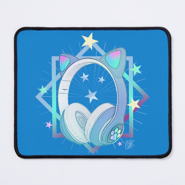 Item preview, HEADPHONES WITH CAT EARS - MUSIC AND COLORS - BLUE designed and sold by CuPensky.