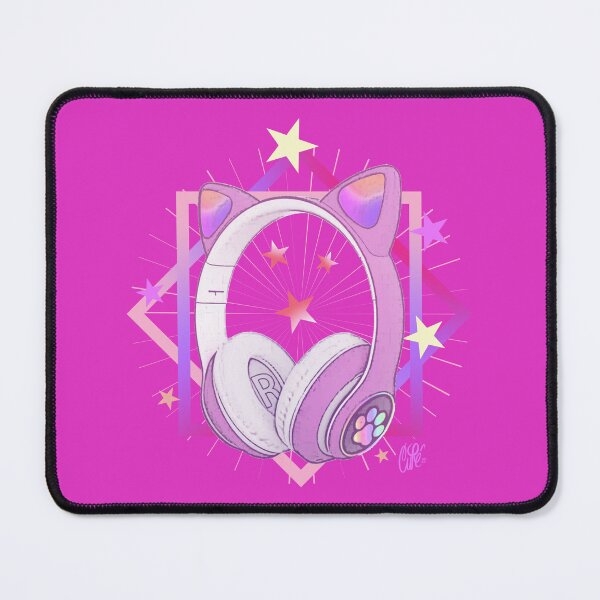 Item preview, HEADPHONES WITH CAT EARS - MUSIC AND COLORS - PINK designed and sold by CuPensky.
