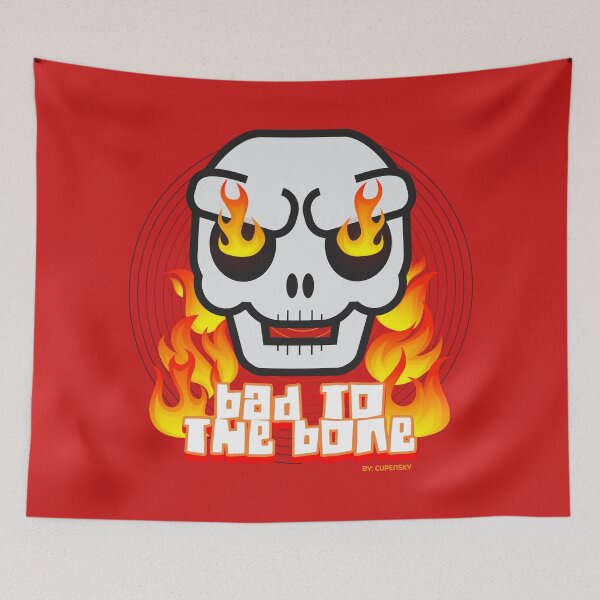 Item preview, C - BAD TO THE BONES - SKULL SKULL FIRE designed and sold by CuPensky.