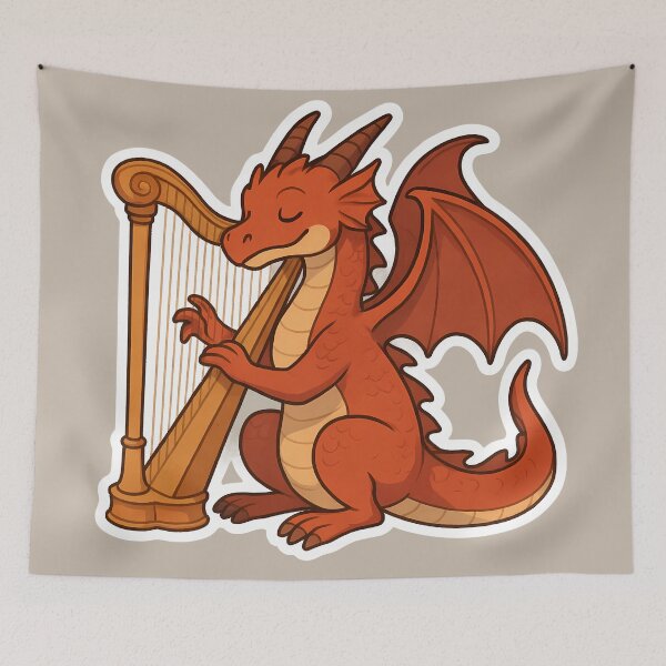 Item preview, Melodious Dragon Playing the Harp designed and sold by Artbellachi.