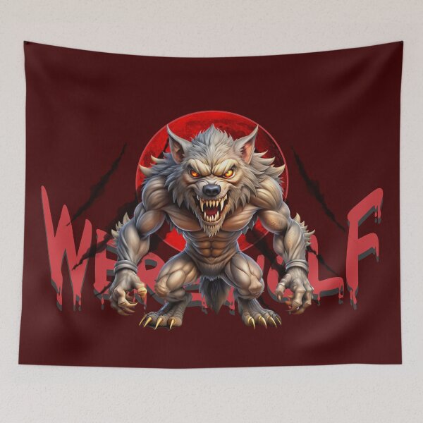 Item preview, WEREWOLF AND THE RED MOON - CLAWS TERROR HALLOWEEN designed and sold by CuPensky.