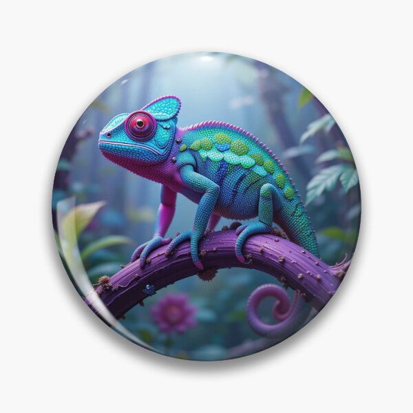 Item preview, colorful chameleon with vibrant hues of blue, green, and pink designed and sold by InezPhotography.
