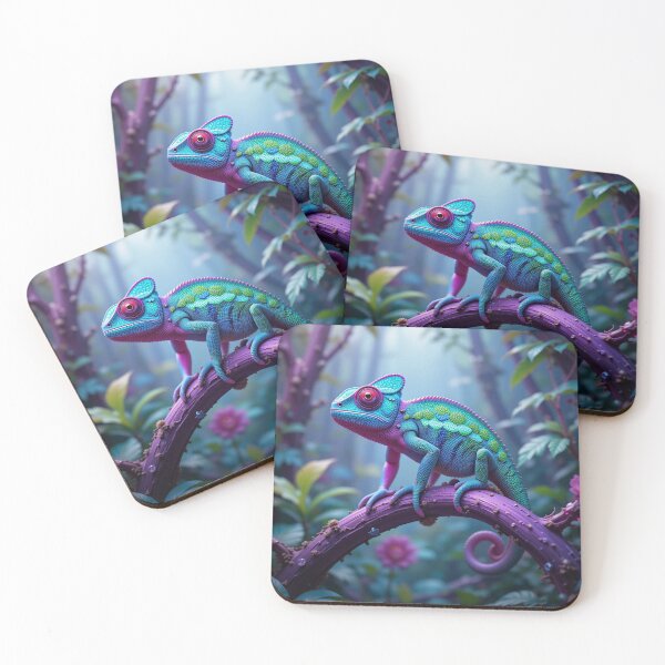 Item preview, colorful chameleon with vibrant hues of blue, green, and pink designed and sold by InezPhotography.