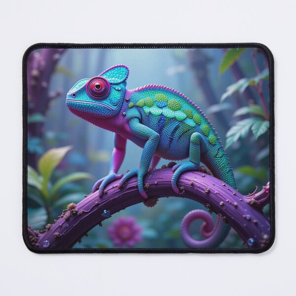 Item preview, colorful chameleon with vibrant hues of blue, green, and pink designed and sold by InezPhotography.