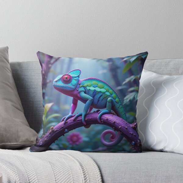 Item preview, colorful chameleon with vibrant hues of blue, green, and pink designed and sold by InezPhotography.