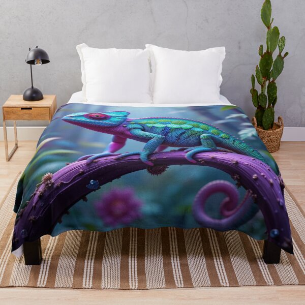 Item preview, colorful chameleon with vibrant hues of blue, green, and pink designed and sold by InezPhotography.