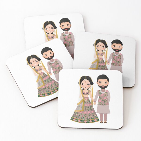 Item preview, Cartoon Indian Wedding Couple – Elegant Love in Mauve & Taupe designed and sold by TeesHearts100.