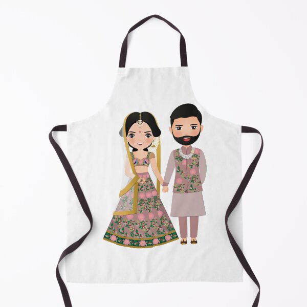 Item preview, Cartoon Indian Wedding Couple – Elegant Love in Mauve & Taupe designed and sold by TeesHearts100.
