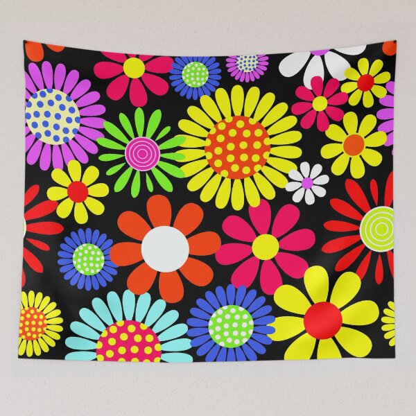 Item preview, Retro Daisies Flower Power Pattern designed and sold by BuxomBabe21.