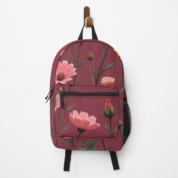 Item preview, Wildflowers and Red Rose on the Right - Deep Burgundy Background #5006DBD designed and sold by Wildflower Rose.