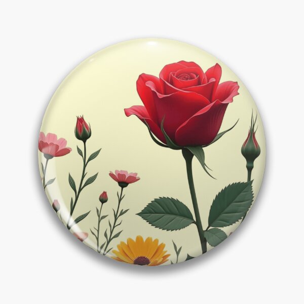 Item preview, Wildflowers and Red Rose on the Right - Butter Cream Background #5006BCR designed and sold by Wildflower Rose.