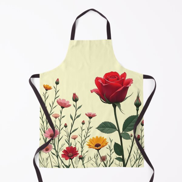 Item preview, Wildflowers and Red Rose on the Right - Butter Cream Background #5006BCR designed and sold by Wildflower Rose.
