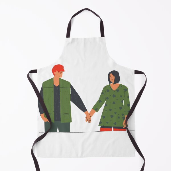 Item preview, Holding Hands – Flat Style Couple Illustration in Olive and Red designed and sold by TeesHearts100.