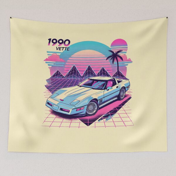 Item preview, 1990 Corvette C4 Vaporwave Retro Synth Art designed and sold by TheArtOfCar.
