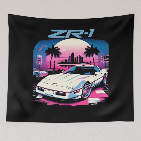 Item preview, Corvette ZR-1 Miami Vaporwave Sunset Art designed and sold by TheArtOfCar.