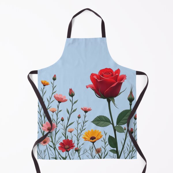 Item preview, Wildflowers and Red Rose on the Right - Powder Blue Background #5006PBL designed and sold by Wildflower Rose.