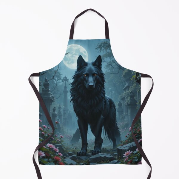 Item preview, majestic black wolf stands illuminated by the full moon designed and sold by InezPhotography.