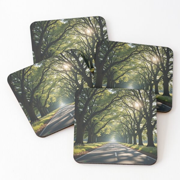 Item preview, long road stretches through a tunnel of towering trees designed and sold by InezPhotography.