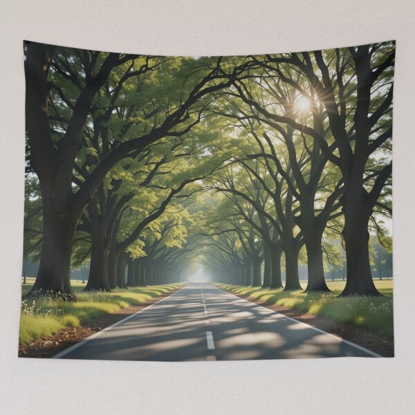 Item preview, long road stretches through a tunnel of towering trees designed and sold by InezPhotography.