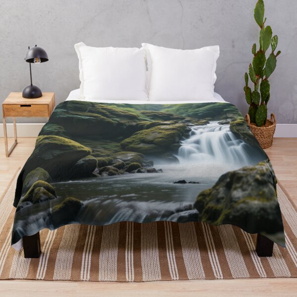Item preview, serene waterfall cascades over moss-covered rocks designed and sold by InezPhotography.