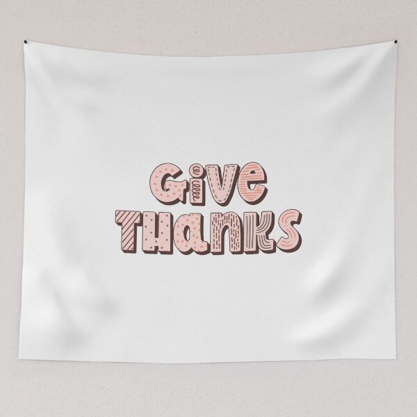 Item preview, Give Thanks – Whimsical Decorative Typography in Peach and Brown designed and sold by TeesHearts100.
