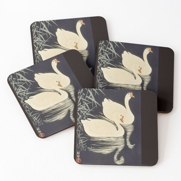 Item preview, White Chinese Geese Swimming by Reeds by Ohara Koson. (Version without a white border)  designed and sold by CristalleLisa.