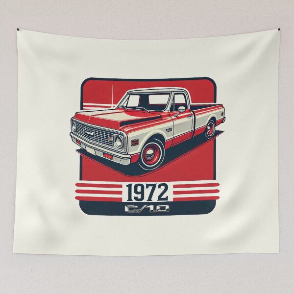 Item preview, 1972 Chevy C10 Red and White Classic designed and sold by TheArtOfCar.
