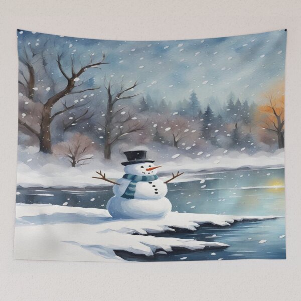 Item preview, Snowman by the Frozen River designed and sold by MadetoCreate21.