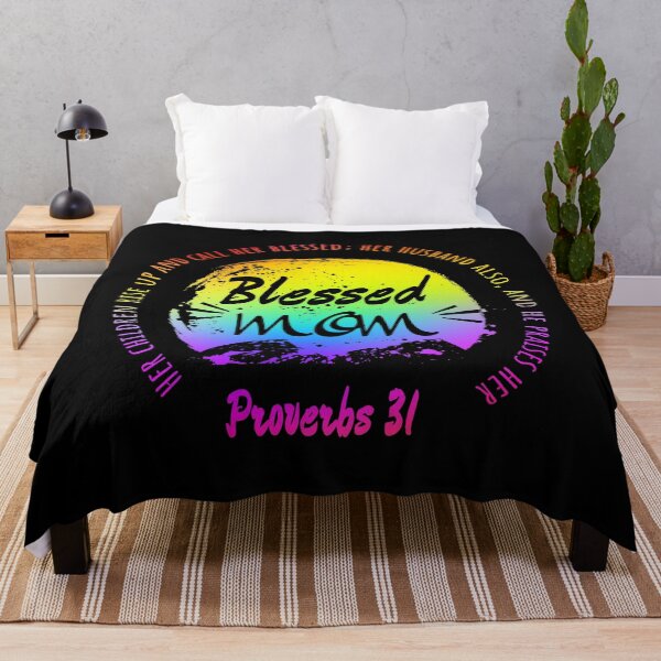 Item preview, Blessed Mom – Proverbs 31:28 Christian Mother’s Day Design | Moon and Arch Typographic Art | Rainbow multicolor designed and sold by ZechJohnRB.