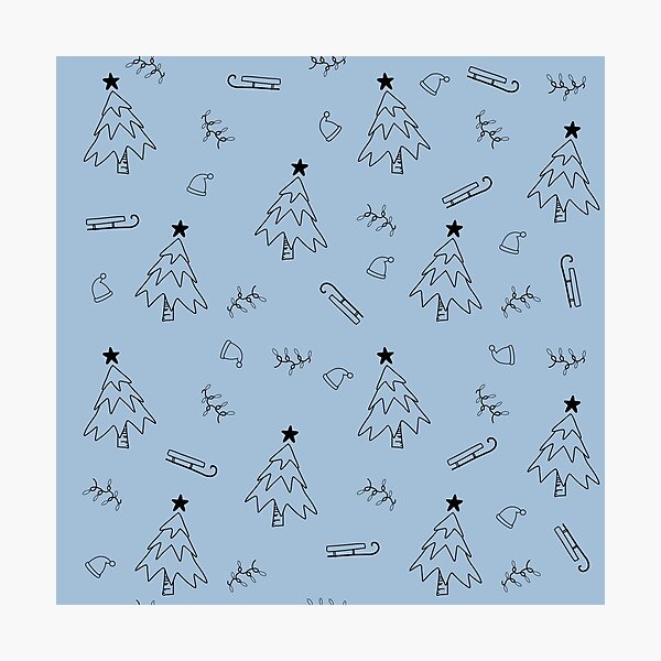 Item preview, Seamless Christmas patterns - blue background  designed and sold by DrawOnIt.