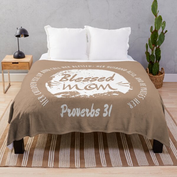 Item preview, Blessed Mom – Proverbs 31:28 Christian Mother’s Day Design | Moon and Arch Typographic Art | white color designed and sold by ZechJohnRB.