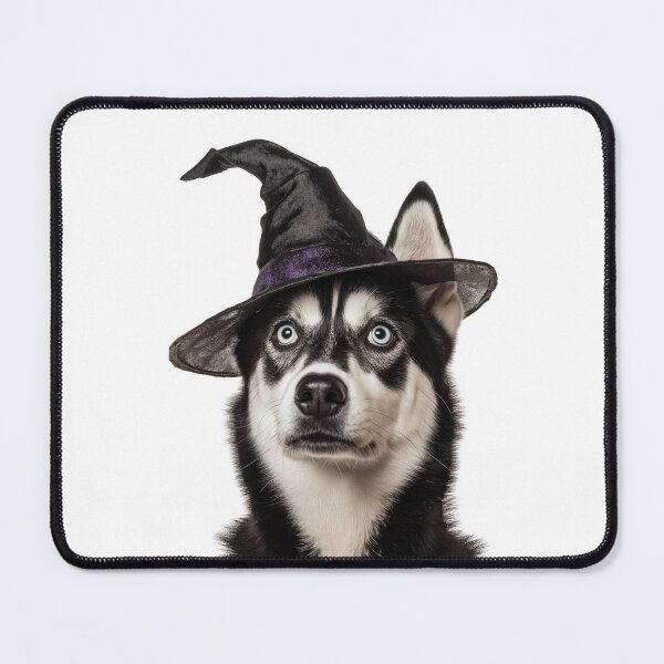 Item preview, Siberian Husky dog Wearing Halloween Witch Hat designed and sold by LazyOwlStore.