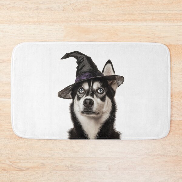 Item preview, Siberian Husky dog Wearing Halloween Witch Hat designed and sold by LazyOwlStore.