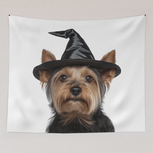 Item preview, Silky Terrier dog Wearing Halloween Witch Hat designed and sold by LazyOwlStore.