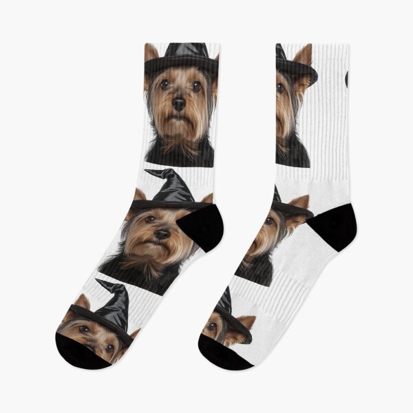 Item preview, Silky Terrier dog Wearing Halloween Witch Hat designed and sold by LazyOwlStore.