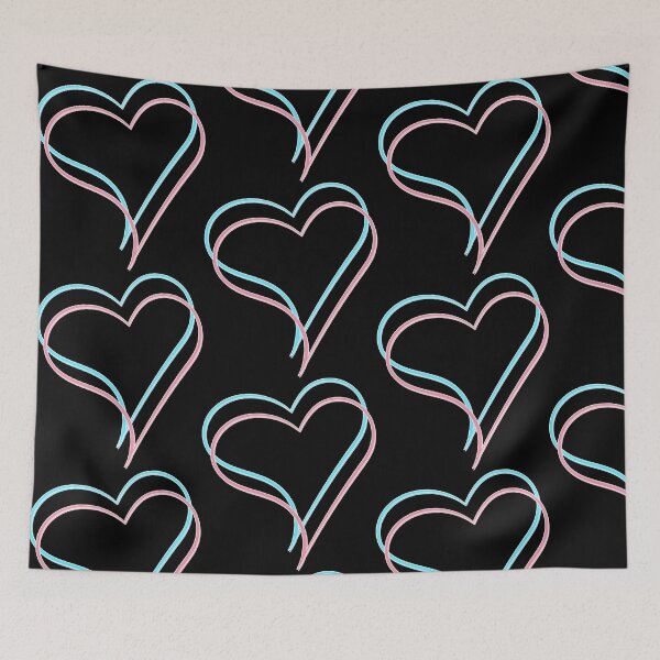Item preview, hearts blue pink designed and sold by MyREDBlack.