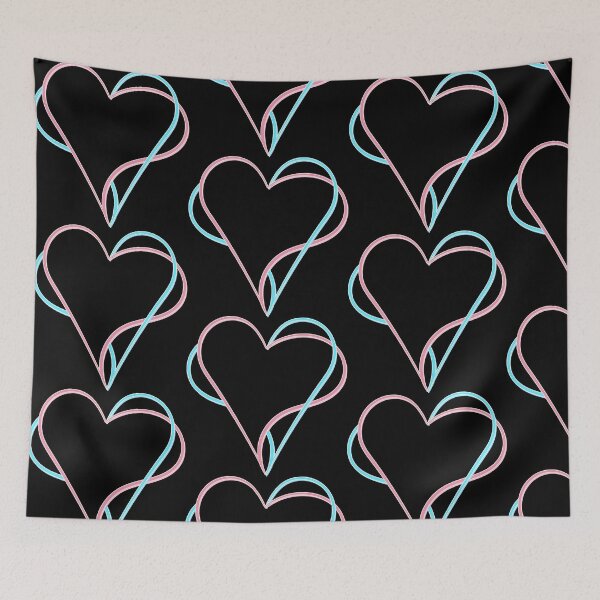 Item preview, hearts entwined blue pink designed and sold by MyREDBlack.