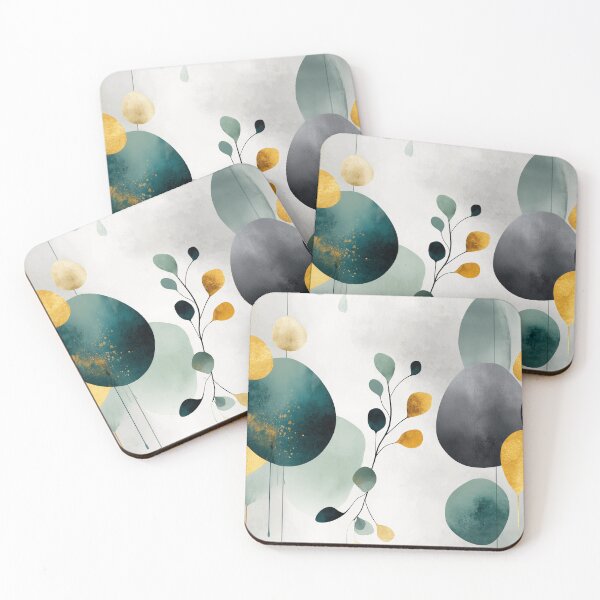 Item preview, Organic Abstract Shapes with Teal, Gold, and Charcoal Tones designed and sold by Moisky Patterns.