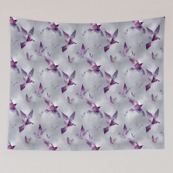 Item preview, Ethereal Geometric Birds with Violet, Gold, and Nebula Tones designed and sold by Moisky Patterns.
