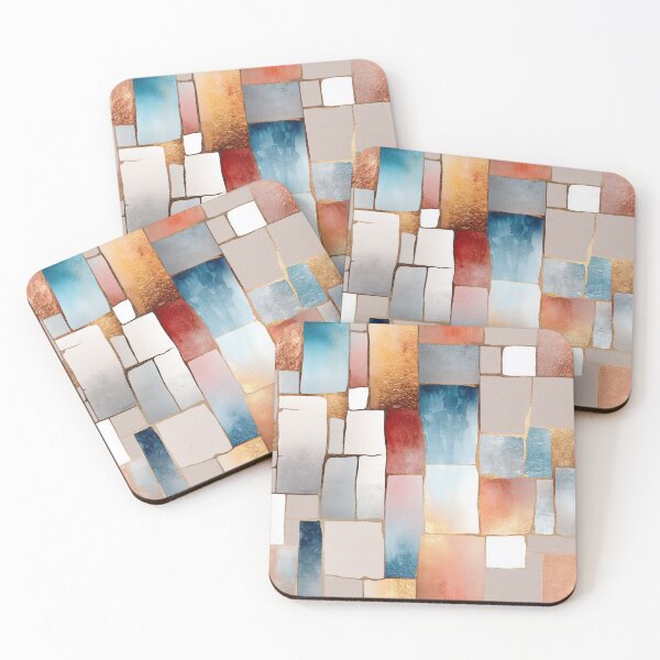 Item preview, Ethereal Mosaic Blocks with Copper, Blue, and Beige Tones designed and sold by Moisky Patterns.