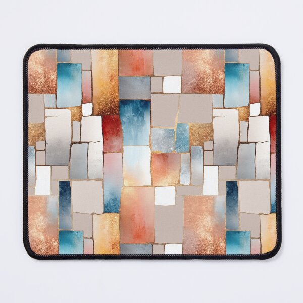 Item preview, Ethereal Mosaic Blocks with Copper, Blue, and Beige Tones designed and sold by Moisky Patterns.