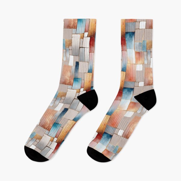 Item preview, Ethereal Mosaic Blocks with Copper, Blue, and Beige Tones designed and sold by Moisky Patterns.