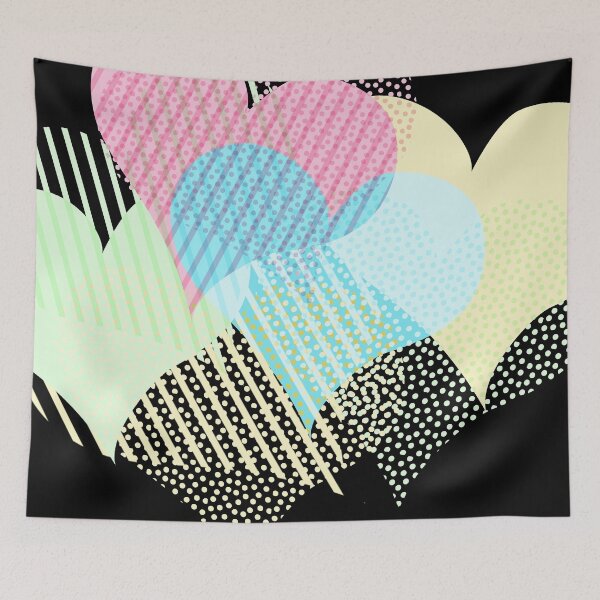 Item preview, Many colorful hearts with dots and stripes designed and sold by MyREDBlack.